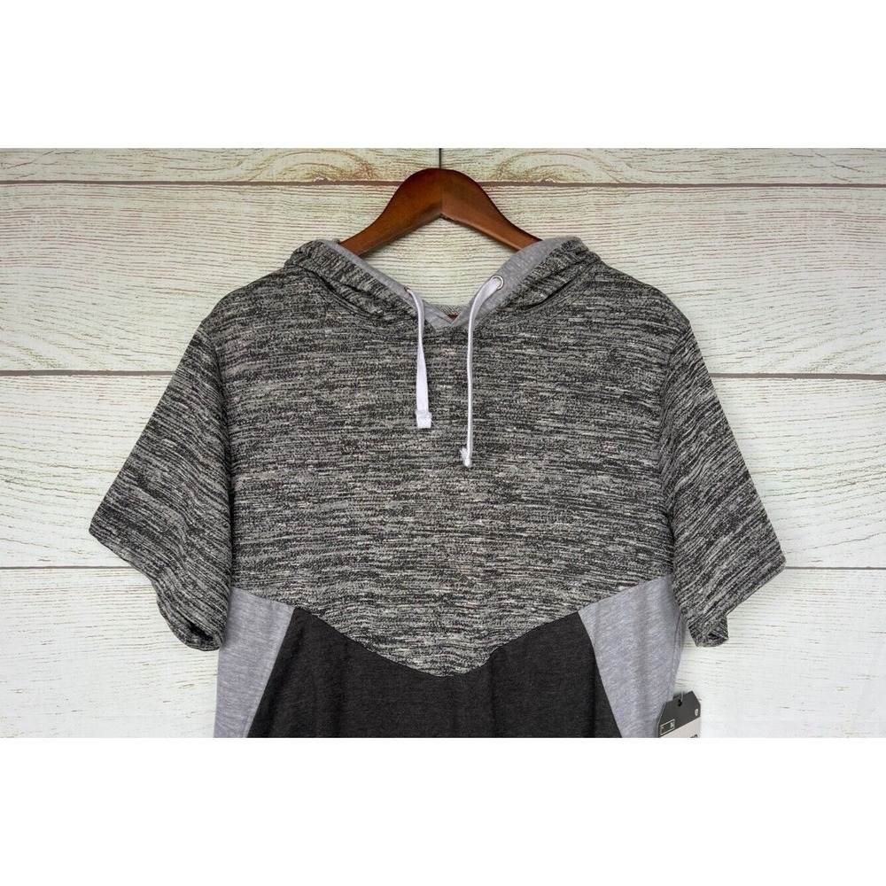 Encrypted Shirt Mens Size XLarge Black & Gray Hoodie Fishtail Hem Shirt New XL - Picture 2 of 3